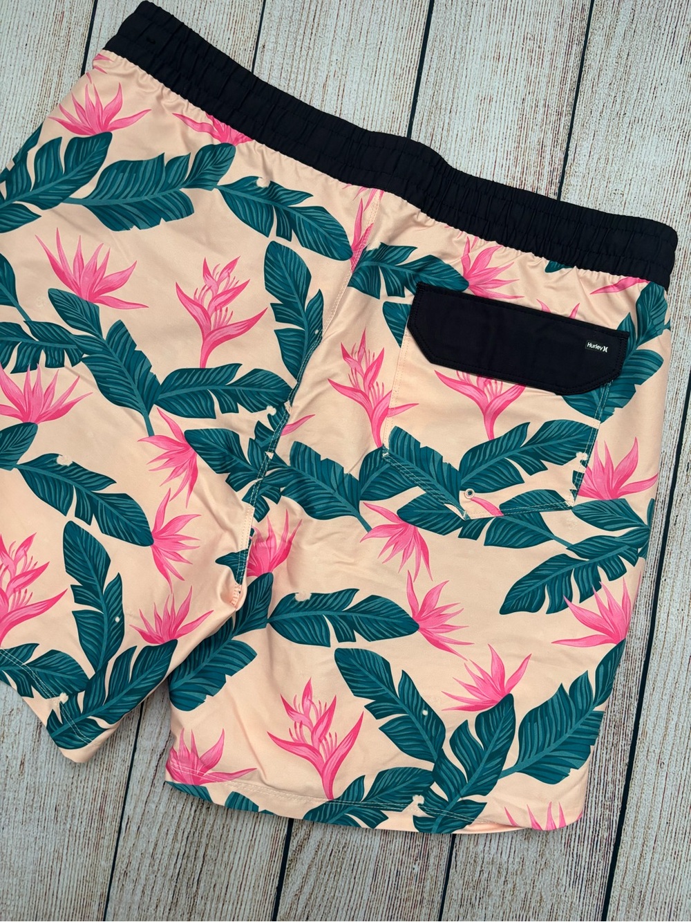 Hurley Peach Floral Print Swim Shorts - Picture 3 of 3